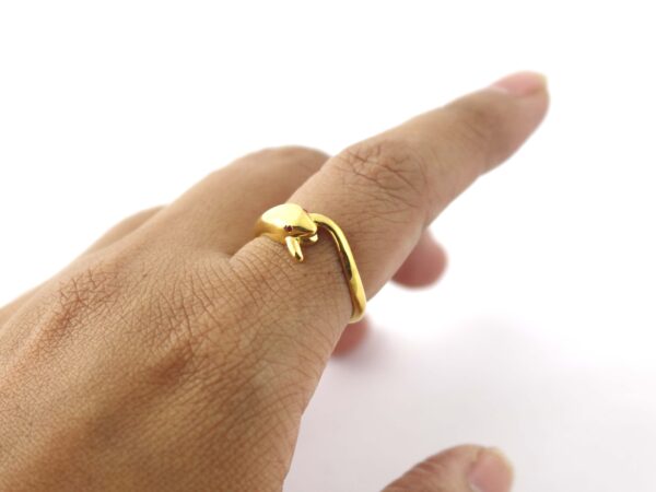 Natural Ruby 14k Yellow Gold Snake Animal Ring For Women - Graduation Gift For Her - Image 3