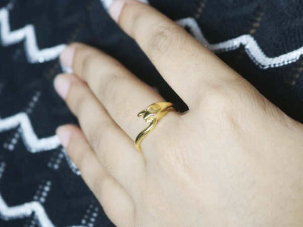 Natural Ruby 14k Yellow Gold Snake Animal Ring For Women - Graduation Gift For Her - Image 2