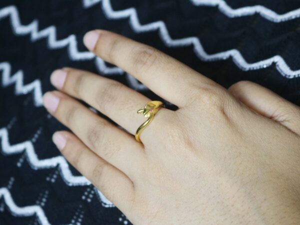 Natural Ruby 14k Yellow Gold Snake Animal Ring For Women - Graduation Gift For Her - Image 6