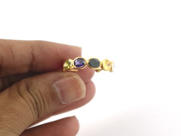 Natural Multi Gemstone 18k Yellow Gold Hoop Earrings For Women Gift - Image 7