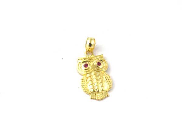 Natural Ruby Owl 14k Yellow Gold Pendant - Handmade July Birthstone Pendant Necklace - Image 10