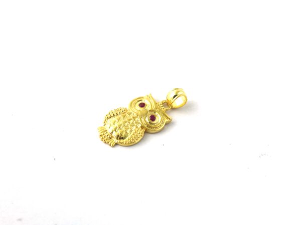 Natural Ruby Owl 14k Yellow Gold Pendant - Handmade July Birthstone Pendant Necklace - Image 8