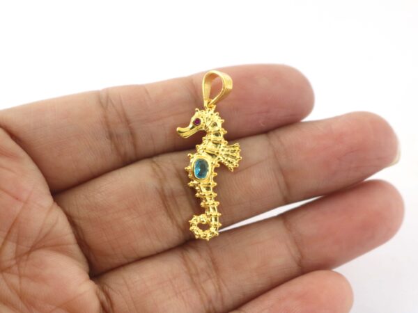 Natural Blue Topaz Seahorse Pendant Necklace - Handmade Gemstone Pendant - Gift For Girlfriend - Image 8