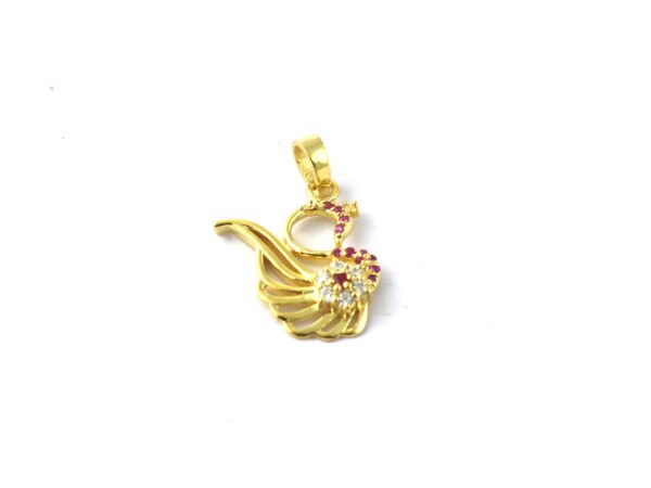 Natural Ruby Peacock 14k Yellow Gold Pendant - Handmade July Birthstone Pendant Necklace - Image 9