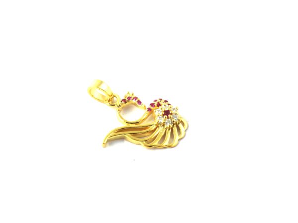 Natural Ruby Peacock 14k Yellow Gold Pendant - Handmade July Birthstone Pendant Necklace - Image 8