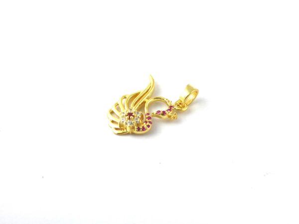 Natural Ruby Peacock 14k Yellow Gold Pendant - Handmade July Birthstone Pendant Necklace - Image 7