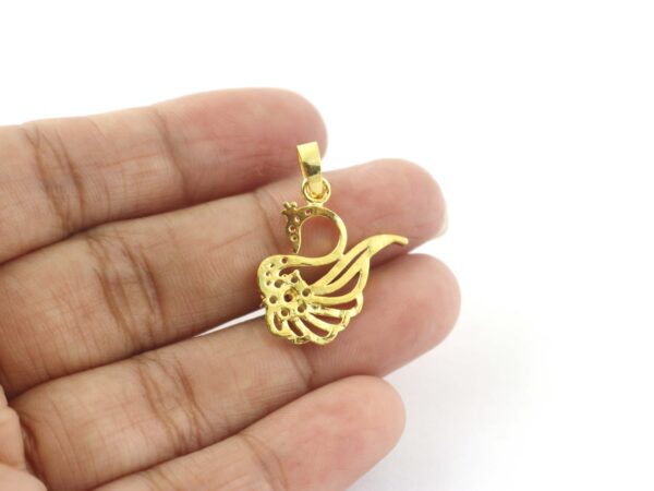 Natural Ruby Peacock 14k Yellow Gold Pendant - Handmade July Birthstone Pendant Necklace - Image 11