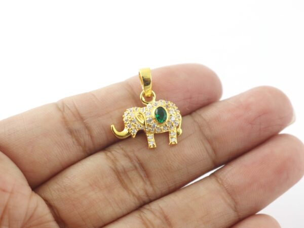 Natural Emerald with Diamond Elephant Pendant Necklace Gift For Women - Image 7