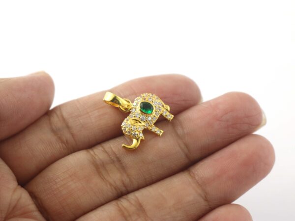 Natural Emerald with Diamond Elephant Pendant Necklace Gift For Women - Image 6