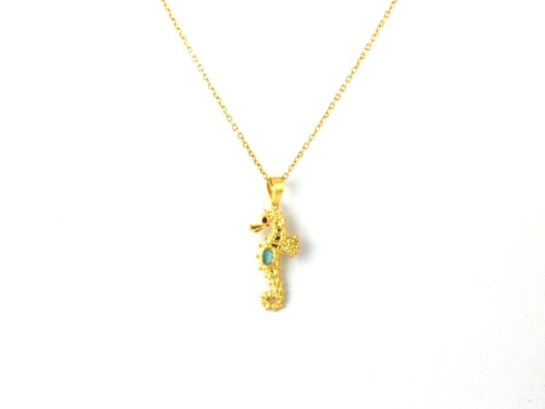 Natural Blue Topaz Seahorse Pendant Necklace - Handmade Gemstone Pendant - Gift For Girlfriend - Image 3