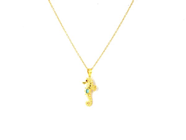 Natural Blue Topaz Seahorse Pendant Necklace - Handmade Gemstone Pendant - Gift For Girlfriend - Image 2