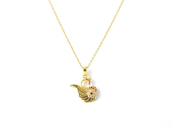 Natural Ruby Peacock 14k Yellow Gold Pendant - Handmade July Birthstone Pendant Necklace - Image 4