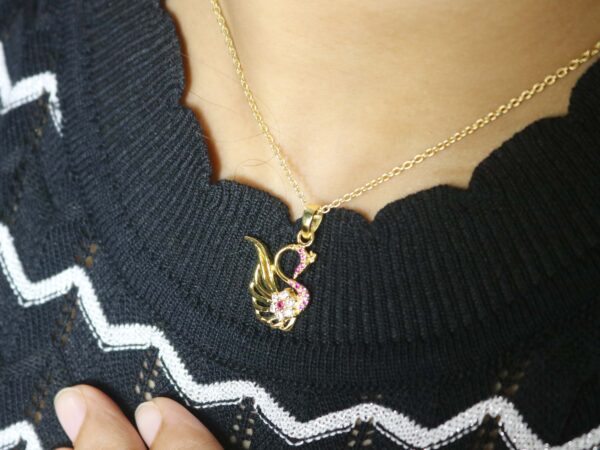 Natural Ruby Peacock 14k Yellow Gold Pendant - Handmade July Birthstone Pendant Necklace - Image 6