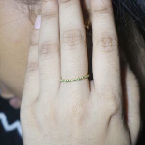 Natural Emerald Stacking May Birthstone14k Yellow Gold Minimalist Engagement Ring For Her