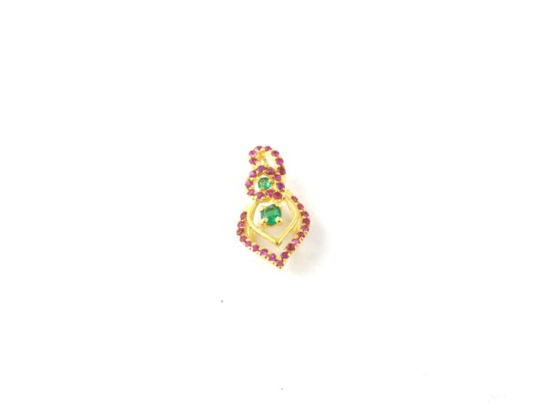 Natural Ruby with Emerald 14k Yellow Gold Pendant - Handmade July Birthstone Pendant Necklace - Image 5