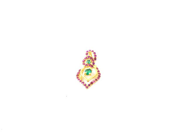 Natural Ruby with Emerald 14k Yellow Gold Pendant - Handmade July Birthstone Pendant Necklace - Image 7