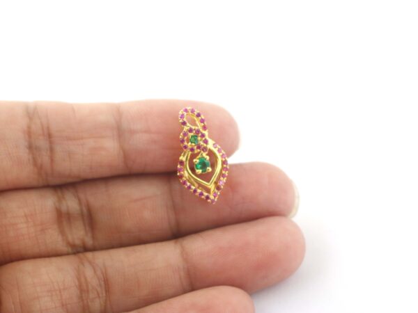 Natural Ruby with Emerald 14k Yellow Gold Pendant - Handmade July Birthstone Pendant Necklace - Image 3