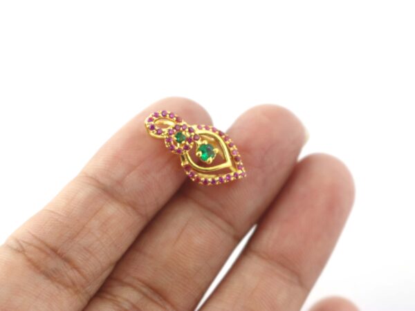 Natural Ruby with Emerald 14k Yellow Gold Pendant - Handmade July Birthstone Pendant Necklace - Image 8