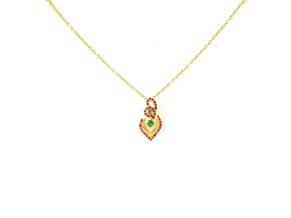 Natural Ruby with Emerald 14k Yellow Gold Pendant - Handmade July Birthstone Pendant Necklace - Image 11