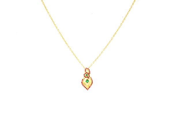 Natural Ruby with Emerald 14k Yellow Gold Pendant - Handmade July Birthstone Pendant Necklace - Image 9