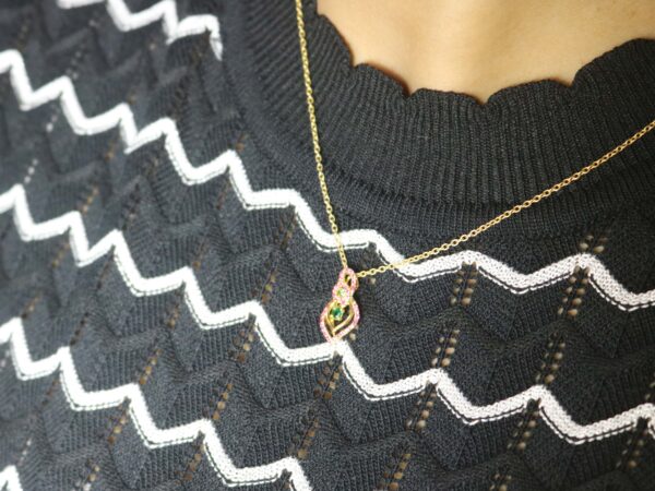 Natural Ruby with Emerald 14k Yellow Gold Pendant - Handmade July Birthstone Pendant Necklace - Image 6