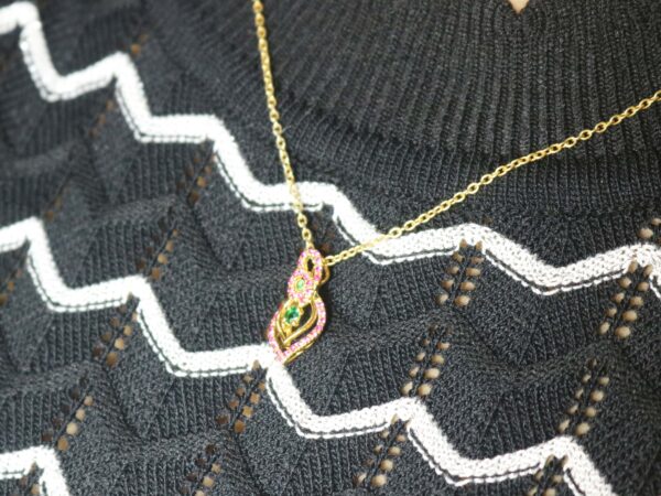 Natural Ruby with Emerald 14k Yellow Gold Pendant - Handmade July Birthstone Pendant Necklace - Image 4