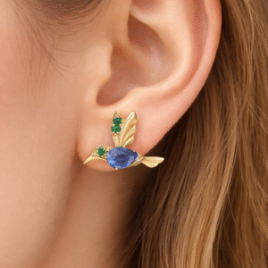Humming Bird Stud - 925 Sterling Silver Cubic Zirconia Gemstone Earrings For Women - Anniversary Birthday Gift