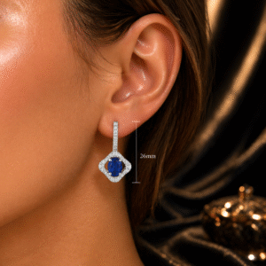 925 Sterling Silver Sapphire Dangle Earrings – Blue Cubic Zirconia Drop Jewelry