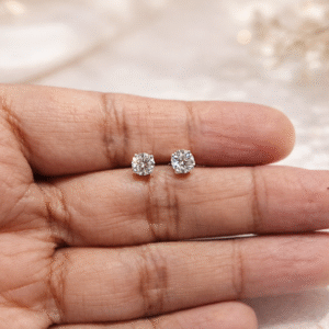 Diamond Dainty Earrings - 925 Sterling Silver Cubic Zirconia 5 mm Gemstone Minimalist Studs For Her