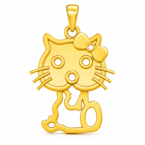 Gold Plated 925 Sterling Silver Kitty Charm Necklace, Cat Pendant Jewelry