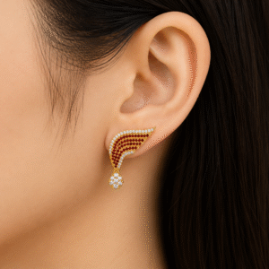 Angel Wings Drop Earrings – Red Garnet & CZ Gold Plated 925 Sterling Silver 18k Gold Plated Anniversary Gift